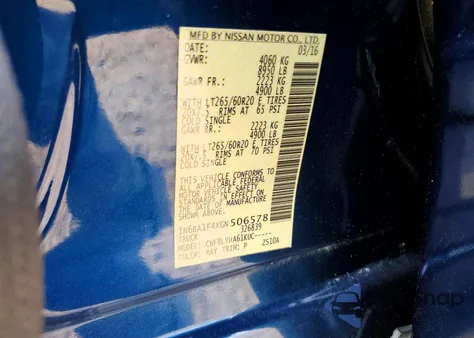 2016 Nissan Titan Xd Platinum Reserve z USA, uszkodzony, nr VIN 1N6BA1F4XGN506578